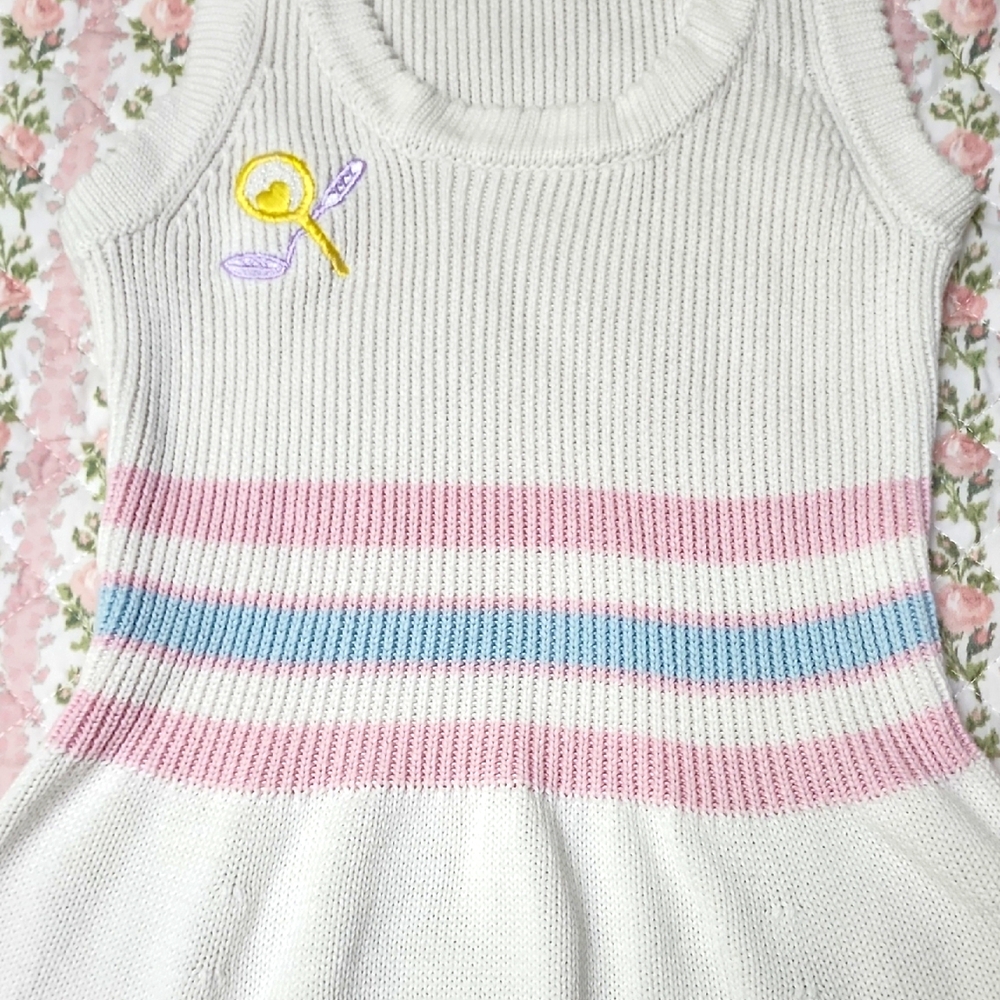 Loveshackfancy ๐ Indiana Knit Sleeveless Dress with Pink Blue Pastel Stripes XS - Picture 10 of 14